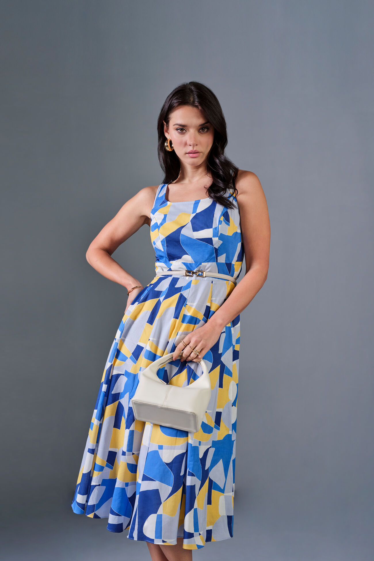 Work of Art Cotton Dress, Blue, image 3